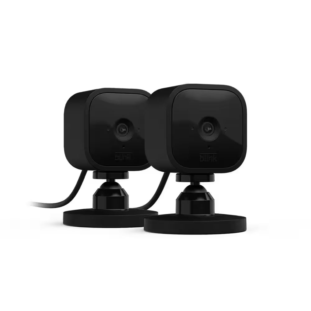 Mini Indoor Wired 1080P Wi-Fi Security Camera - Black (2-Pack)