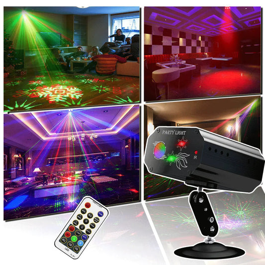 DJ Disco Stage Party Lights, LED Sound Activated Light RGB Flash Strobe Projector with Remote Control for Christmas Halloween Decorations Karaoke Pub KTV Bar Dance Gift Birthday Wedding