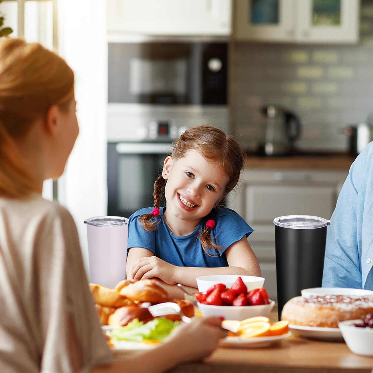 20Oz Tumbler Bulk with Lid and Straw 6 Pack, Stainless Steel Vacuum Insulated Tumbler, Double Wall Coffee Cup Travel Mug, Black