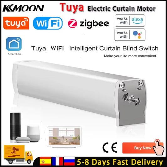 Tuya Intelligent Zigbee Electric Curtain Motor Auto Motorized Curtain Status Track Timing APP Remote Control for Alexa Google