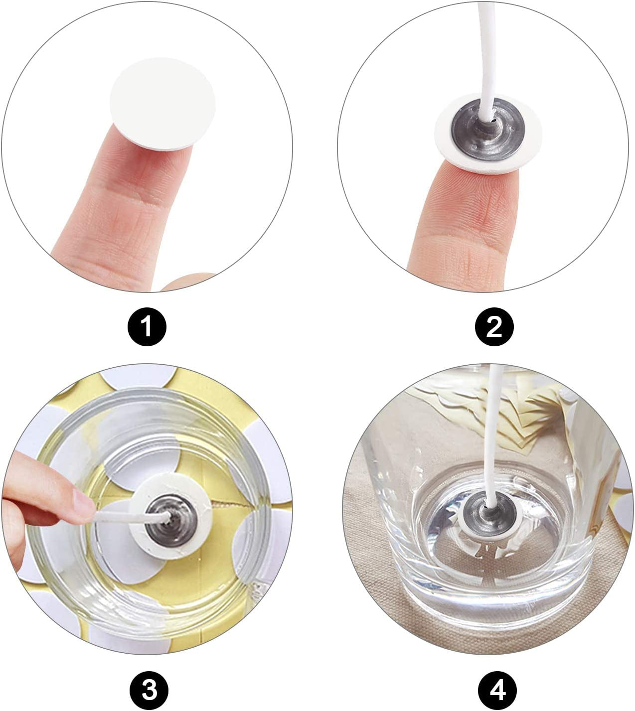 160Pcs Candle Wick Stickers, Heat Resistance Candle Making Double-Sided Stickers