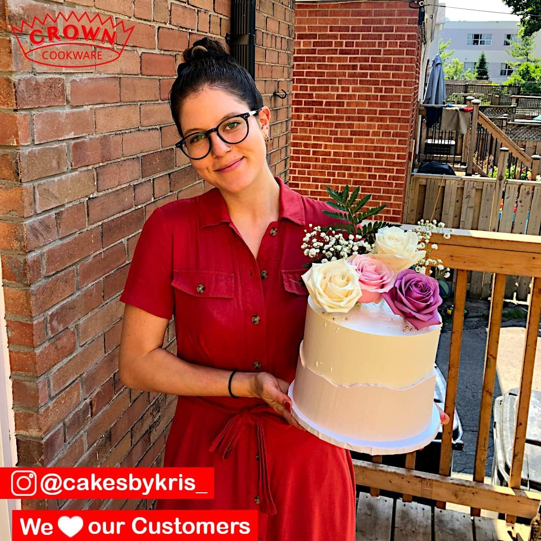 Crown 8 Inch round Cake Pan, 3" Deep, Extra Sturdy, Fully Straight Sides, Even-Heating, Made in Canada