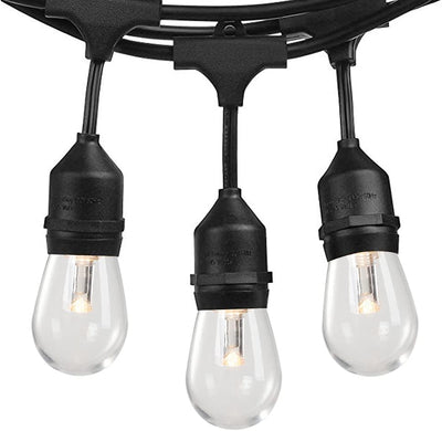48Ft LED Outdoor String Lights with 0.9W Shatterproof Bulbs for Patio, Backyard, Porch, Commercial Light String