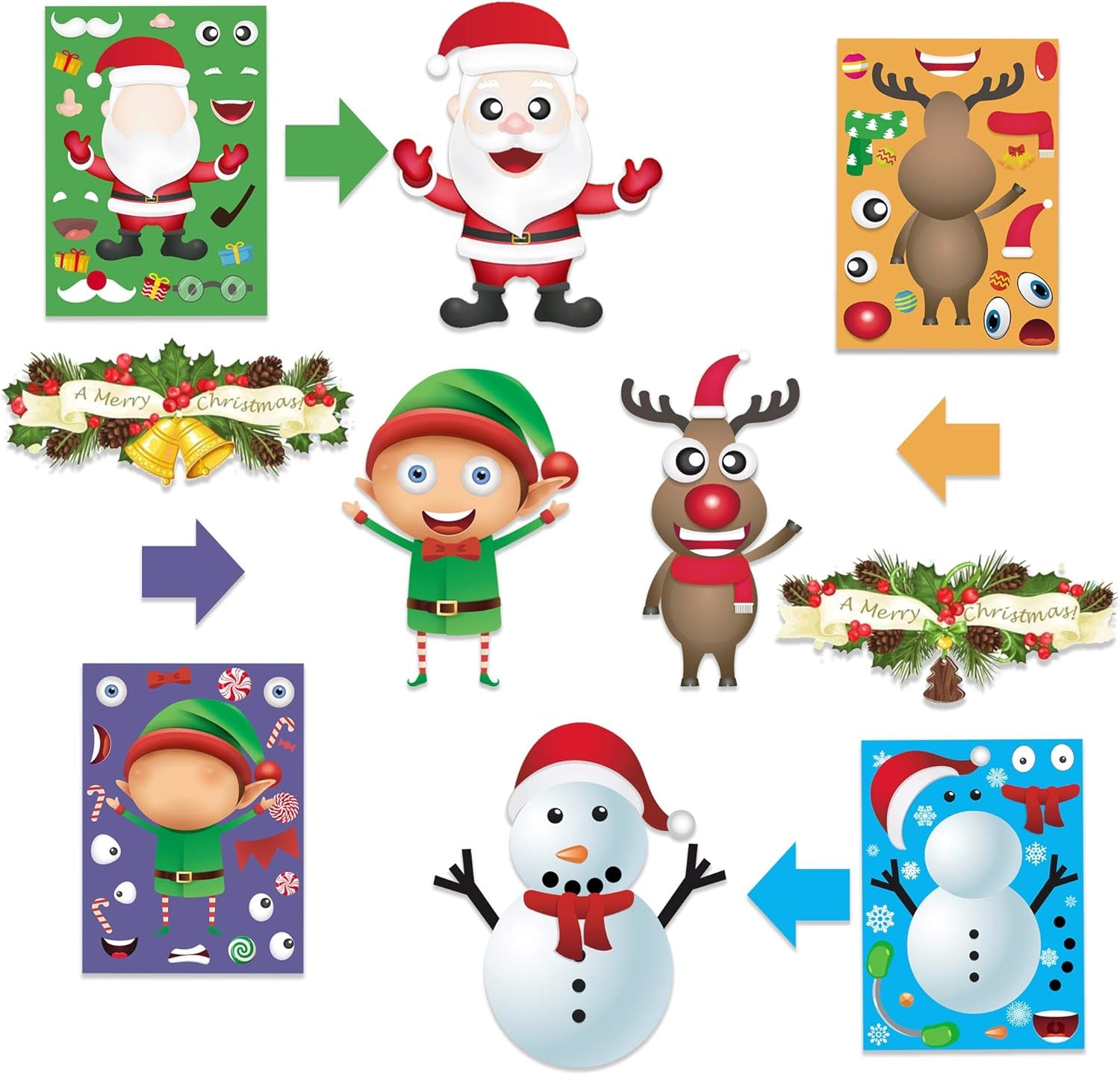 Christmas Stickers for Kids - Christmas Crafts Activities Party Favors Games Stocking Stuffers for Kids Classroom Christmas DIY Stickers Decorations Gifts for Boys and Girls Ages 4-8