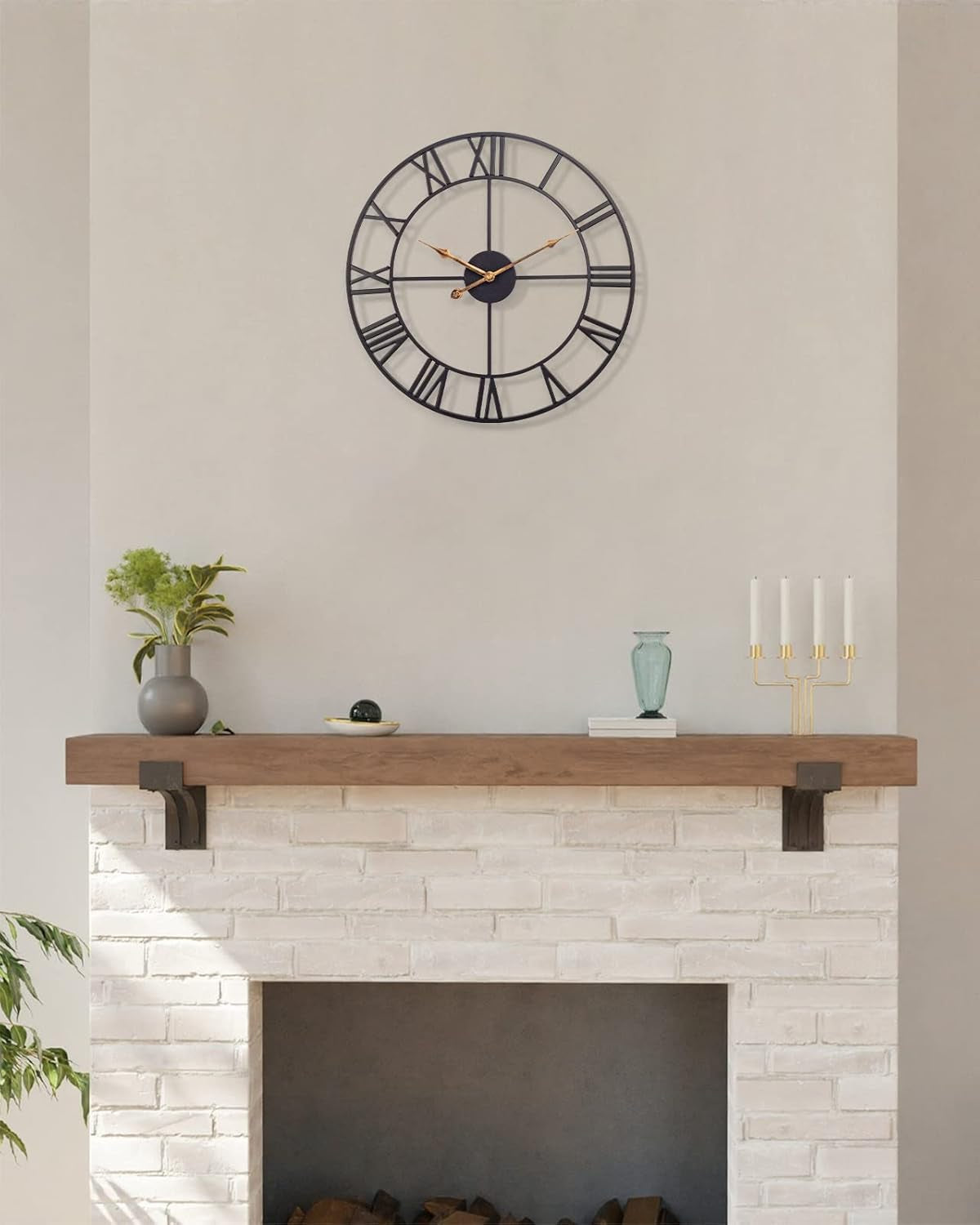 14 Inch Vintage Black Roman Wall Clock, Battery Operated, Silent, Ideal for Living Room, Kitchen, Patio - Black