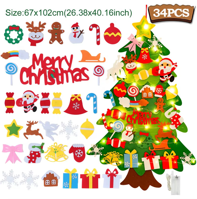 DIY Felt Christmas Tree Christmas Decoration for Home Navidad Noel 2025 New Year Christmas Ornaments Santa Claus Xmas Kids Gifts