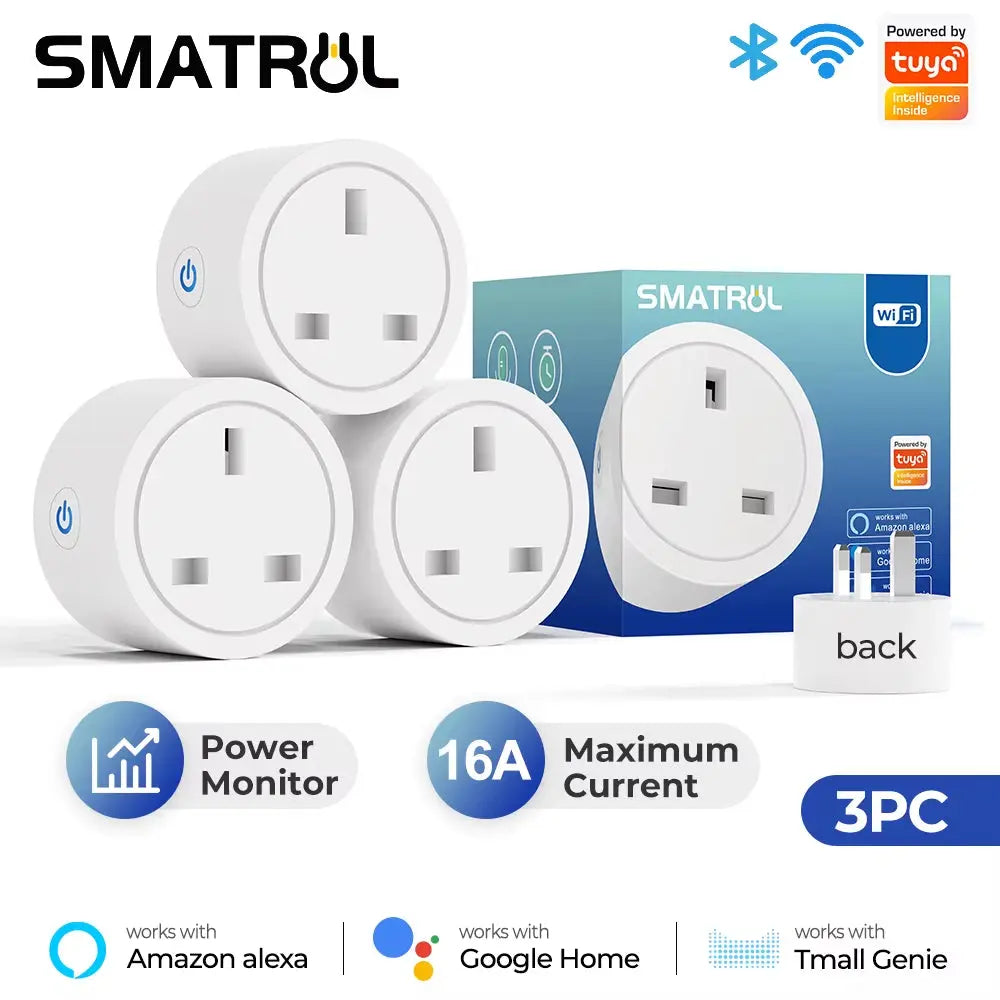 Tuya Wifi Smart Plug Socket UK 16A Adaptor Wireless Remote Control Power Energy Monitor Timer for Alexa Google Home