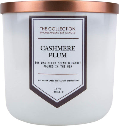 , the Collection, 2-Wick Soy Candle, Cashmere Plum, 12Oz, White with Copper Lid
