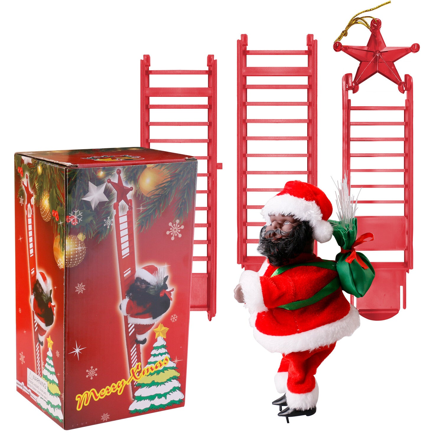 Electric Christmas Santa Claus Climbing Rope Ladder Musical Toy Xmas Gift Decor