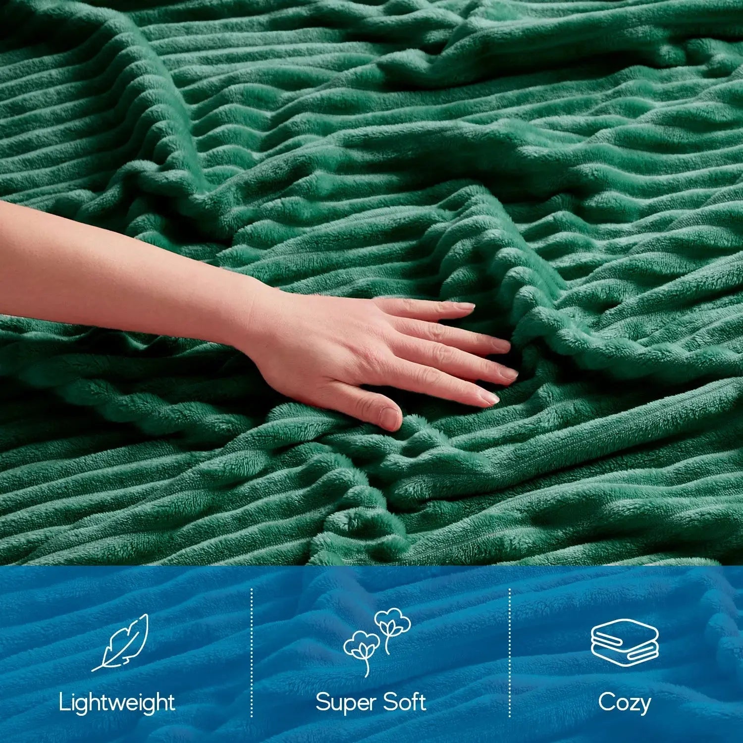 Cut Plush Fleece Blanket, Soft Lightweight Fuzzy Luxury Throw Size Bed Blankets for Bed, Throw, Hunter Green