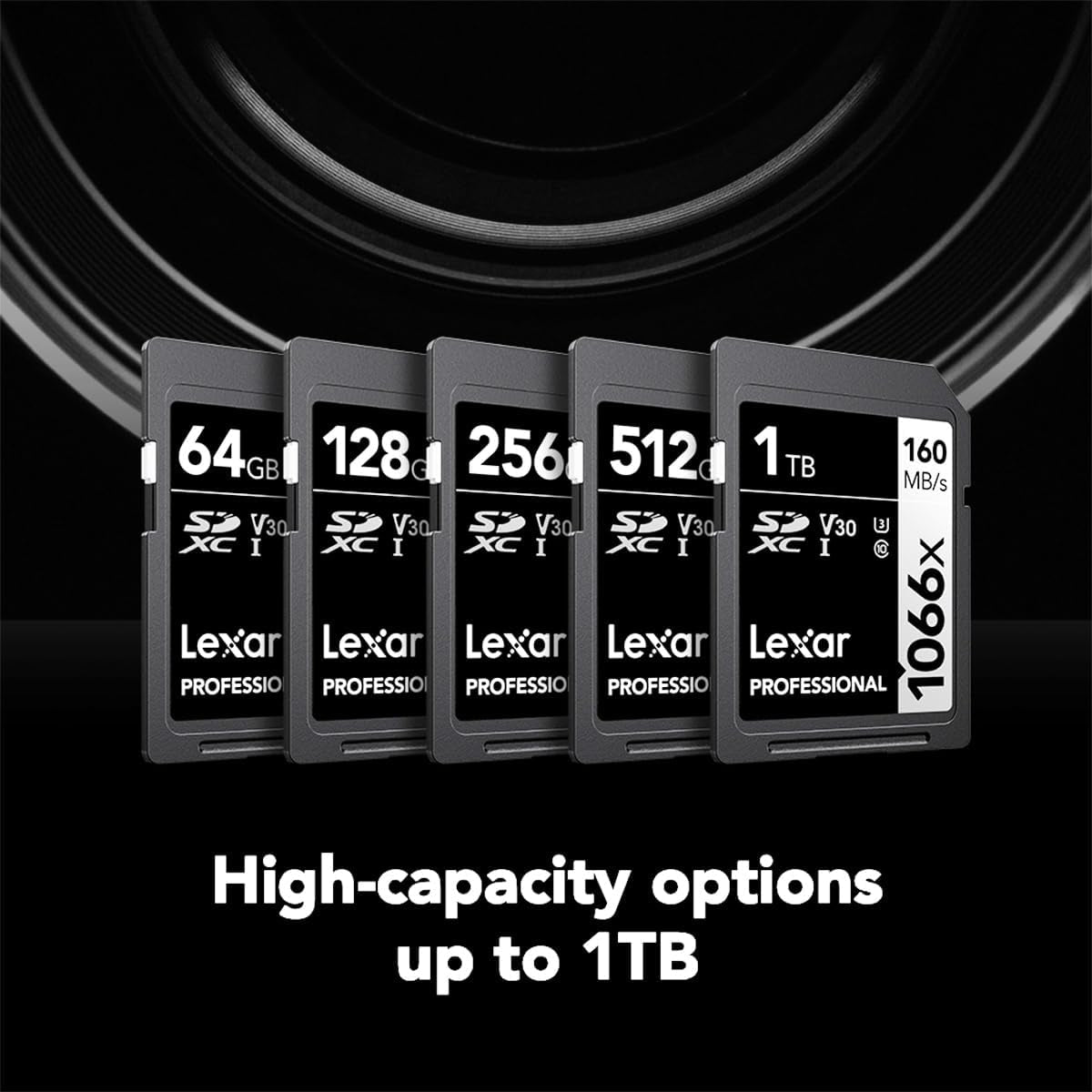 512GB Professional 1066X SD Card, UHS-I, C10, U3, V30, Full HD, 4K, up to 160Mb/S Read SDXC Memory Card, for DSLR & Mirrorless Cameras (LSD1066512G-BNNNU)