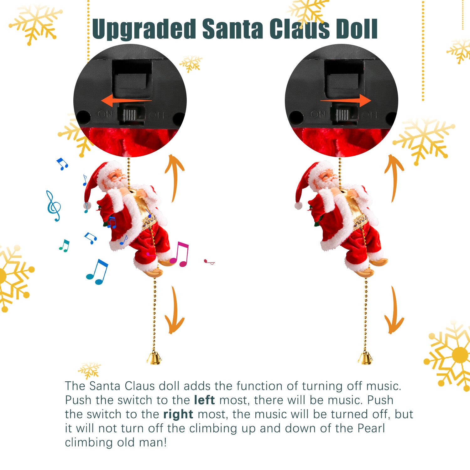 Electric Christmas Santa Claus Climbing Rope Ladder Musical Toy Xmas Gift Decor