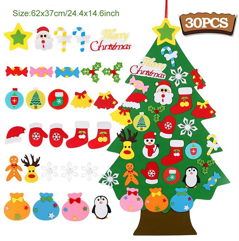 DIY Felt Christmas Tree Christmas Decoration for Home Navidad Noel 2025 New Year Christmas Ornaments Santa Claus Xmas Kids Gifts