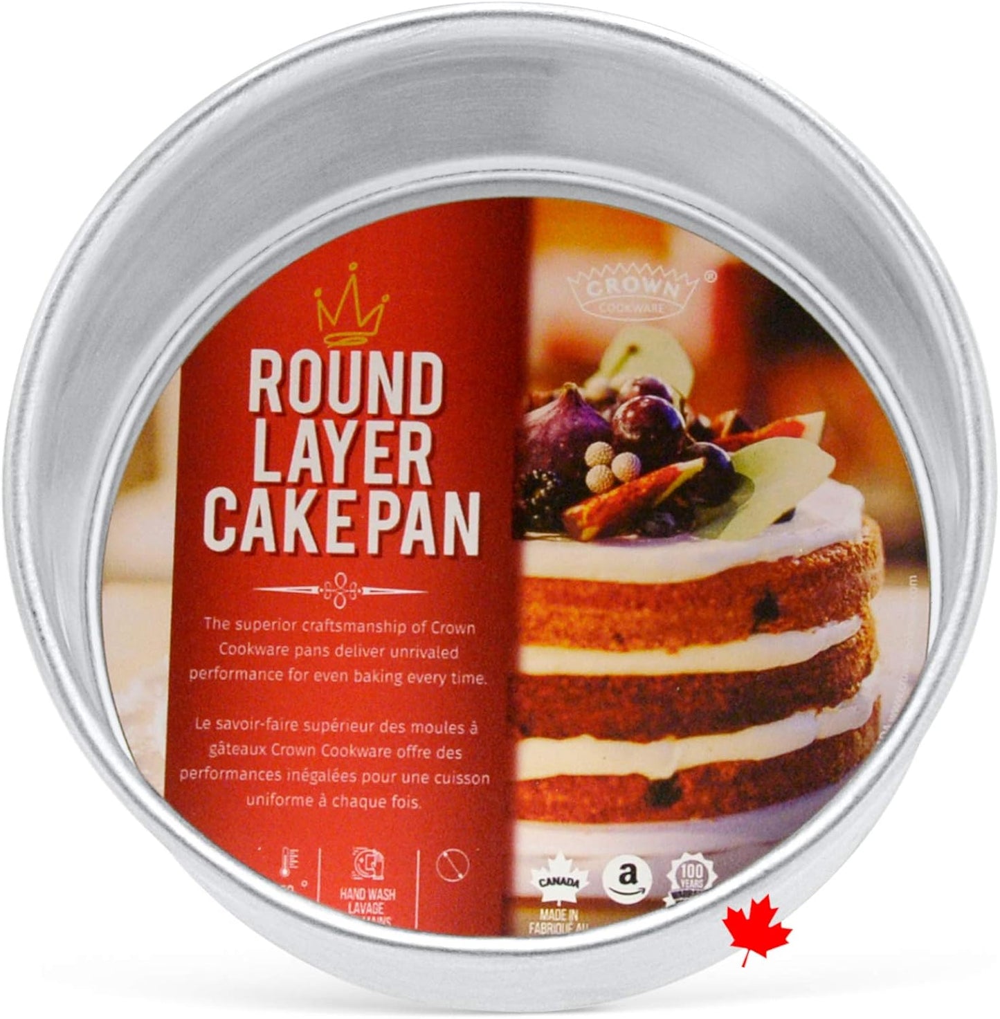Crown 7 Inch Cake Pan, 2" Deep, Extra Sturdy, Fully Straight Sides, Even-Heating, Made in Canada