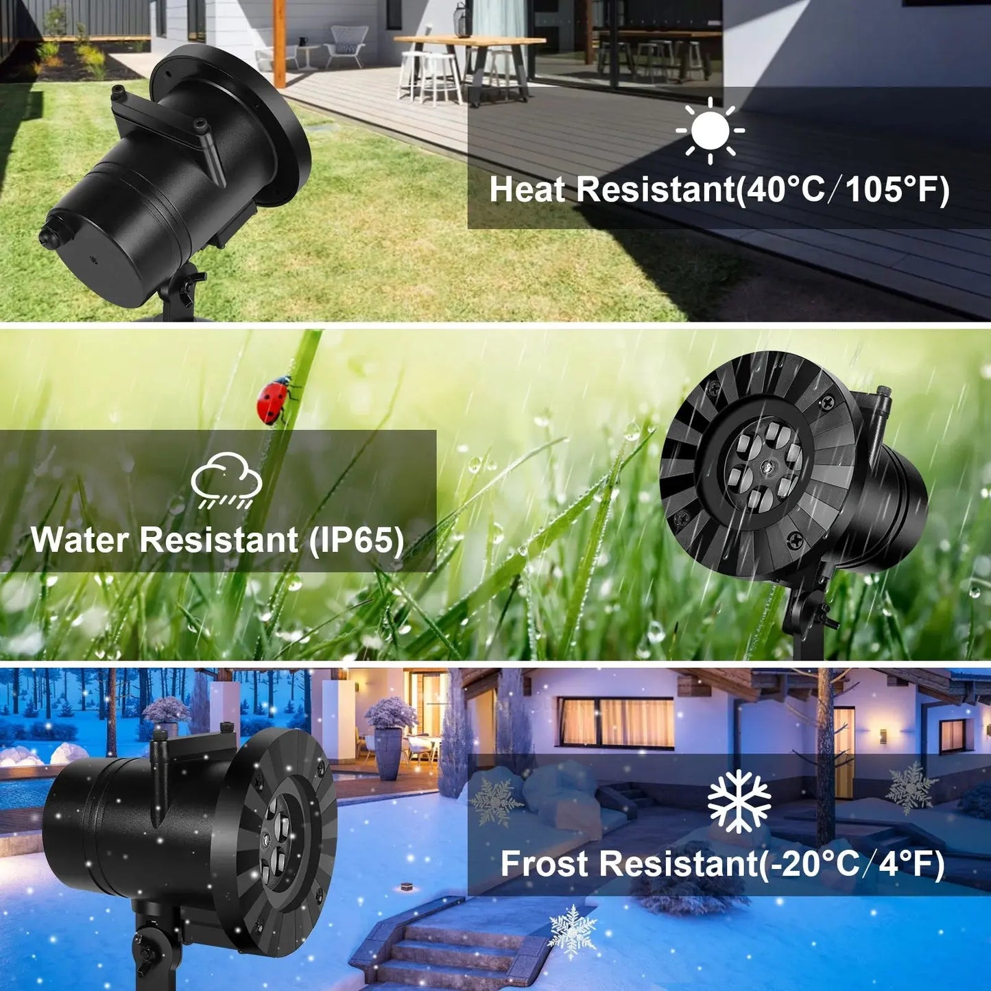 Upgraded Christmas Snowflake Projector Lights, Outdoor Waterproof Led Rotating Snowfall Show Lights for Xmas Holiday Party Garden Patio Home Decoration