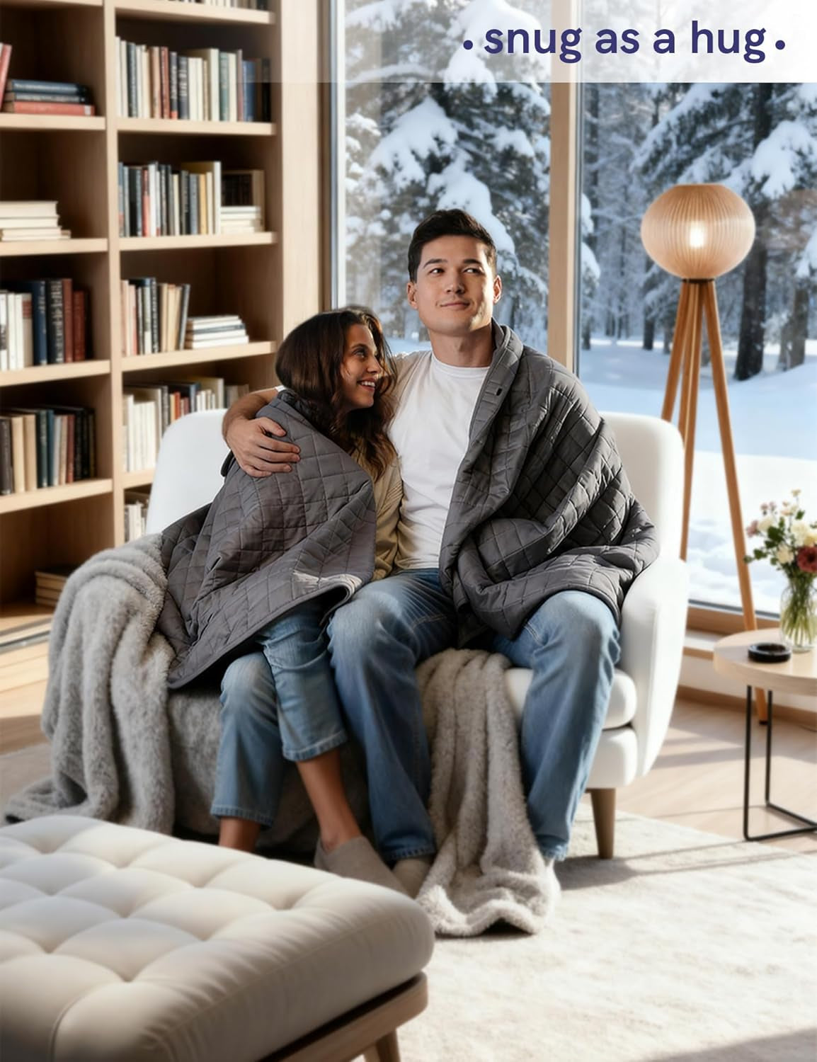 Exclusive 15Lbs Weighted Blanket, Bed Blanket for One Person of 140Lbs, Ideal for on Queen/King Bed (Dark Grey, 60"X80" 15Lbs)