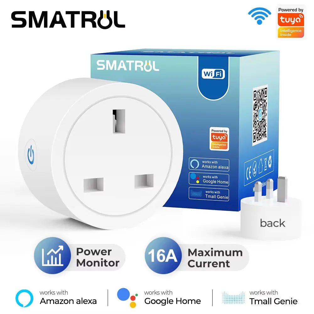 Tuya Wifi Smart Plug Socket UK 16A Adaptor Wireless Remote Control Power Energy Monitor Timer for Alexa Google Home