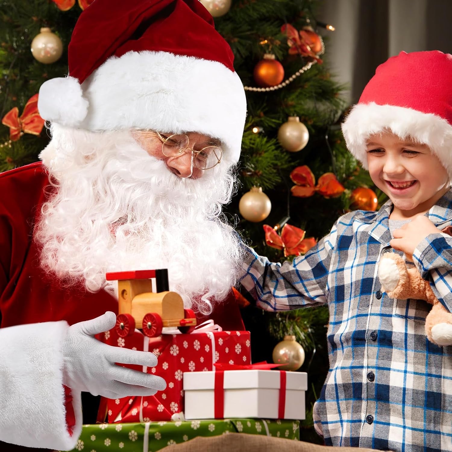 Men'S Santa Claus Costume 9PCS Santa Costume Deluxe Set - Adult Christmas Santa Suit Outfit