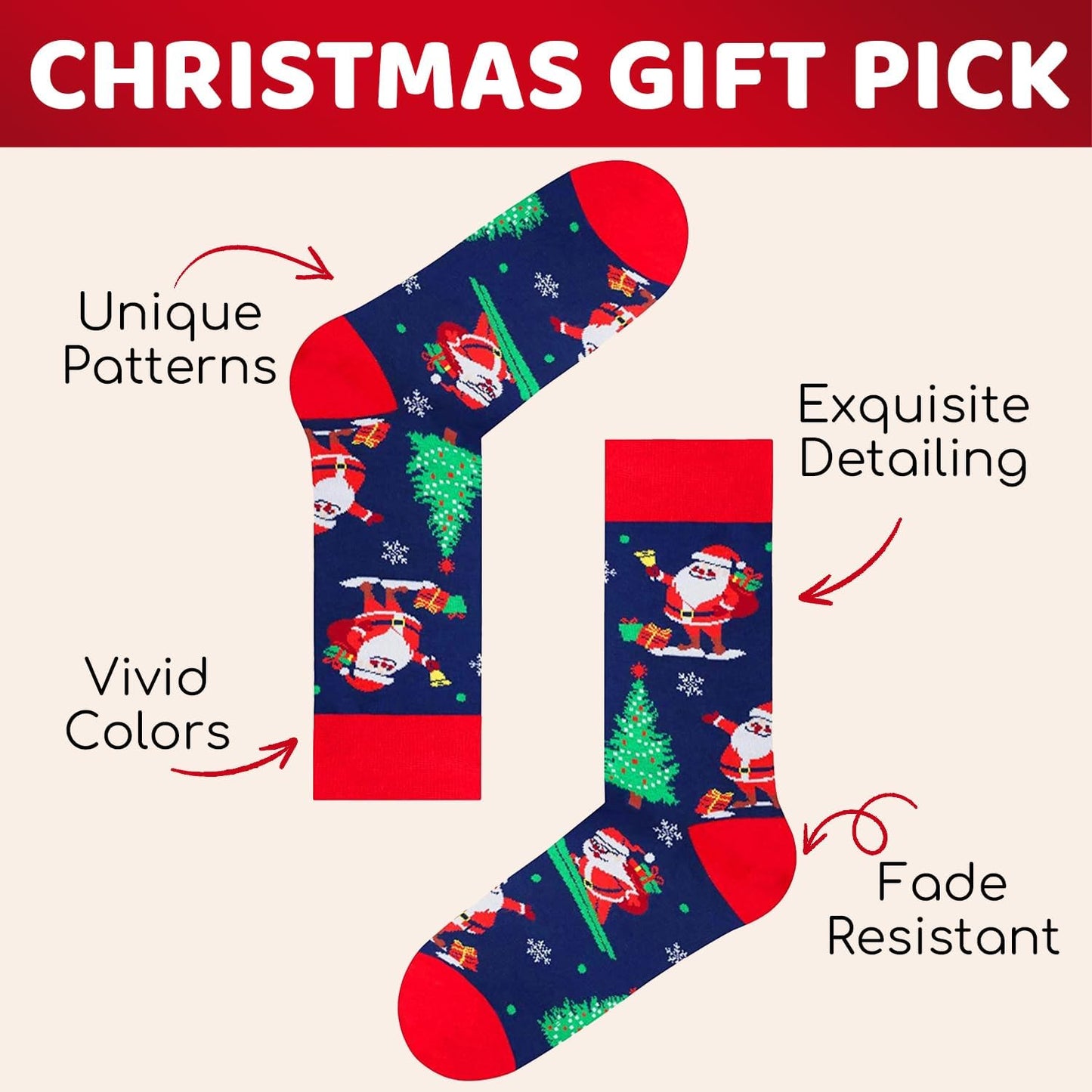 Christmas Gifts Stocking Socks for Women Men, Secret Santa Gifts Elf Stocking Xmas Gifts for Teens