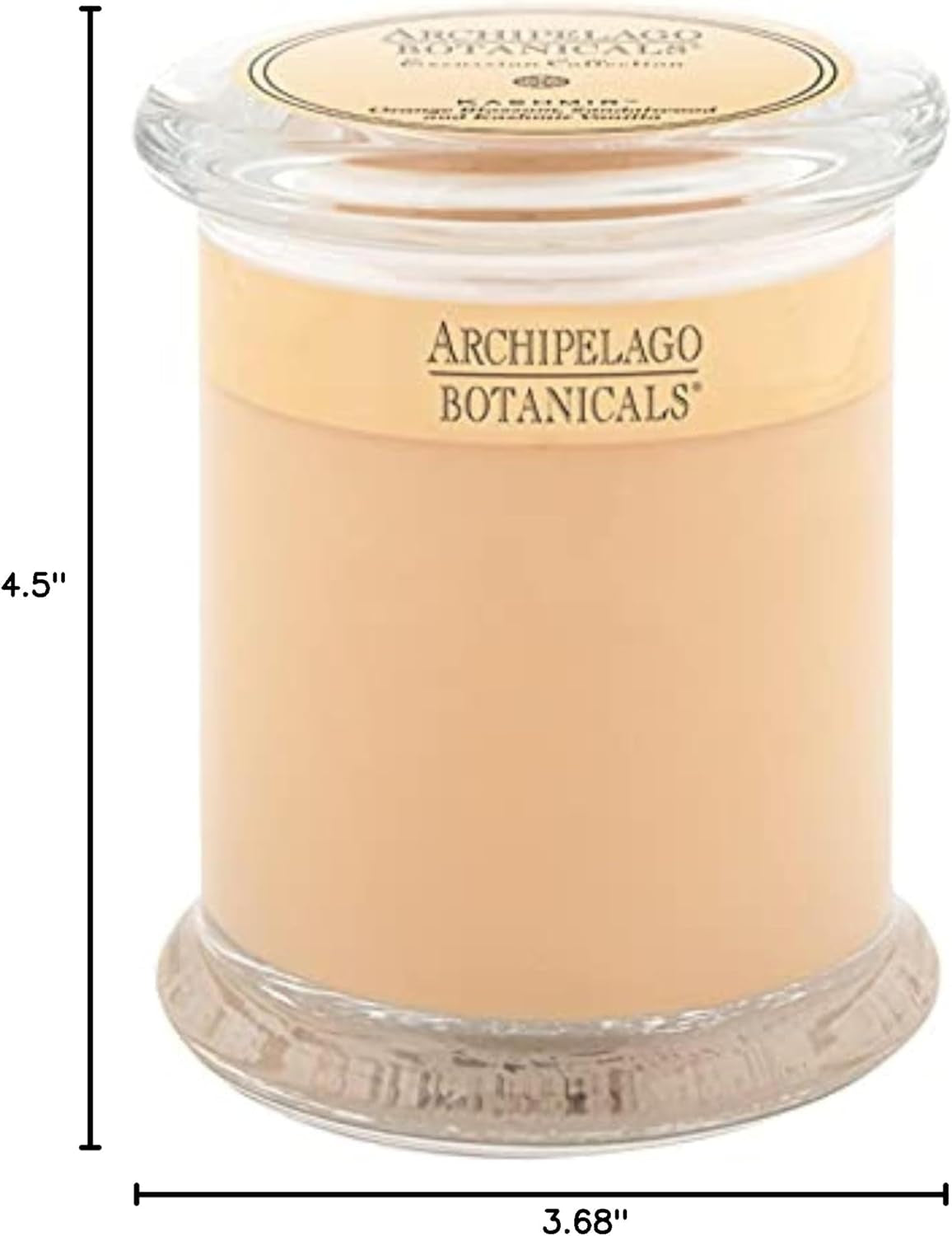 Kashmir Glass Jar Candle, Kashmir Vanilla, Orange Blossom and Sandalwood Scent, Lead-Free Candle Wicks, Burns Approx. 60 Hours (8.6 Oz)